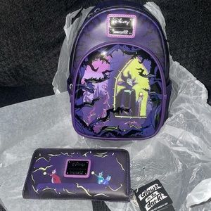 Loungefly Limited Edition Maleficent Window Box Glow Mini Backpack & Wallet